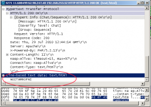 wireshark7 פקטת מידע נכנס שהתקבל באמצעות Wireshark